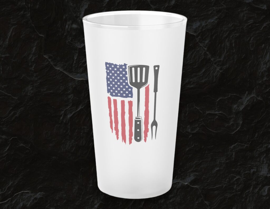 Celebrate with Style: American Flag BBQ Glass Cup &#8211; The Perfect Gift for BBQ-Loving Dads