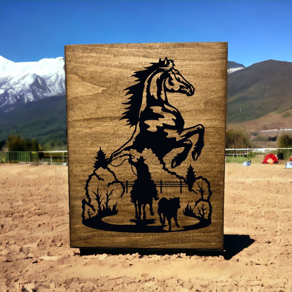 Custom Western Cowboy Horse Themed Wood Sign for Your Country Haven