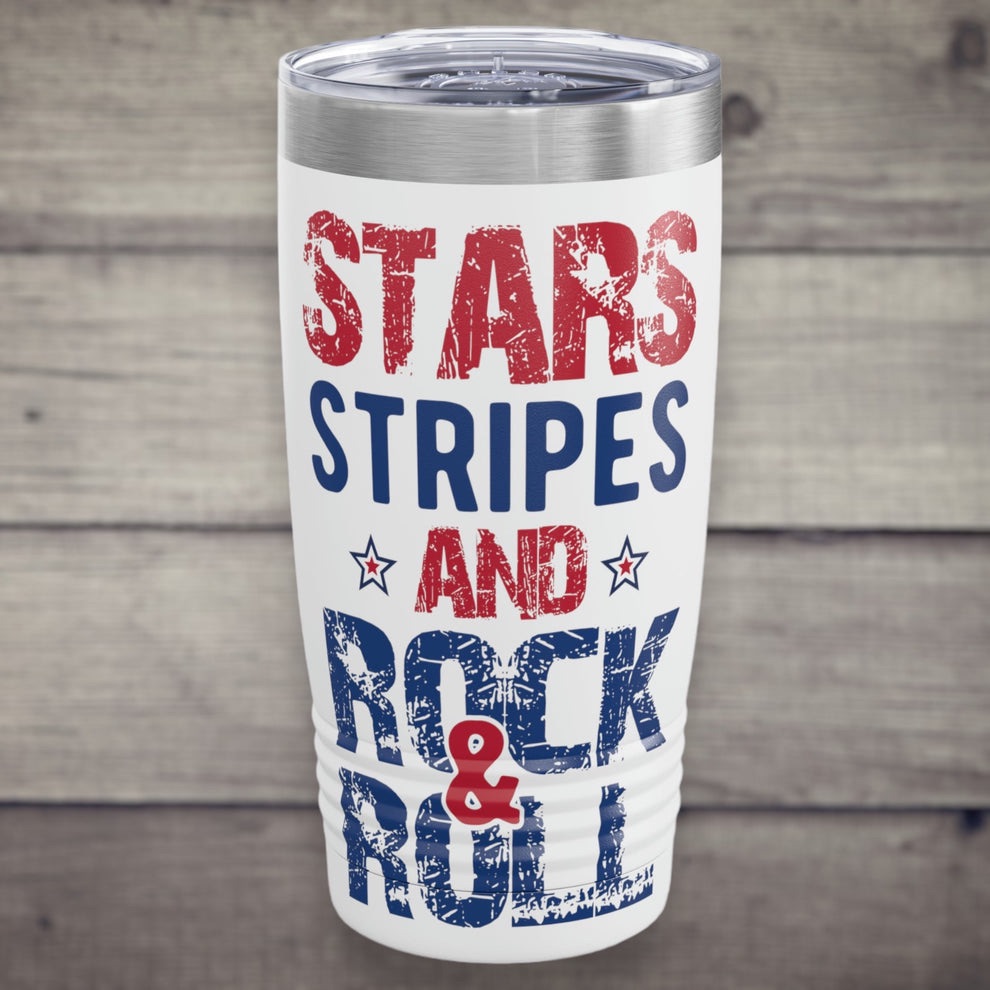 Stars, Stripes, Rock N Roll Tumbler